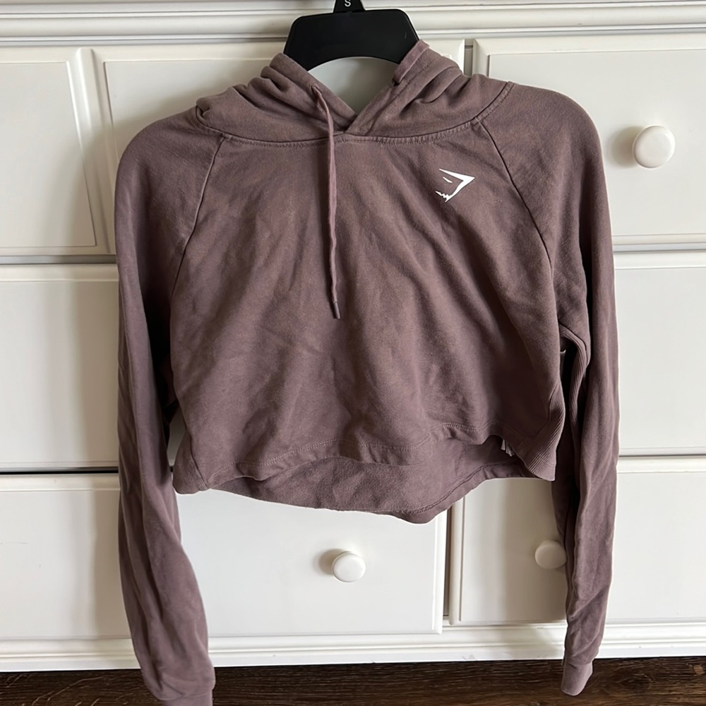 Gym shark cropped hoodie- purple/grey- size M